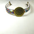 Multi-colored Leather Ribbon Choker Necklace with Antique Gold Accent