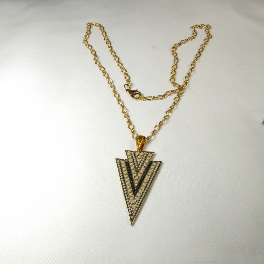 Fancy Arrowhead Pendant on  Gold Chain Necklace
