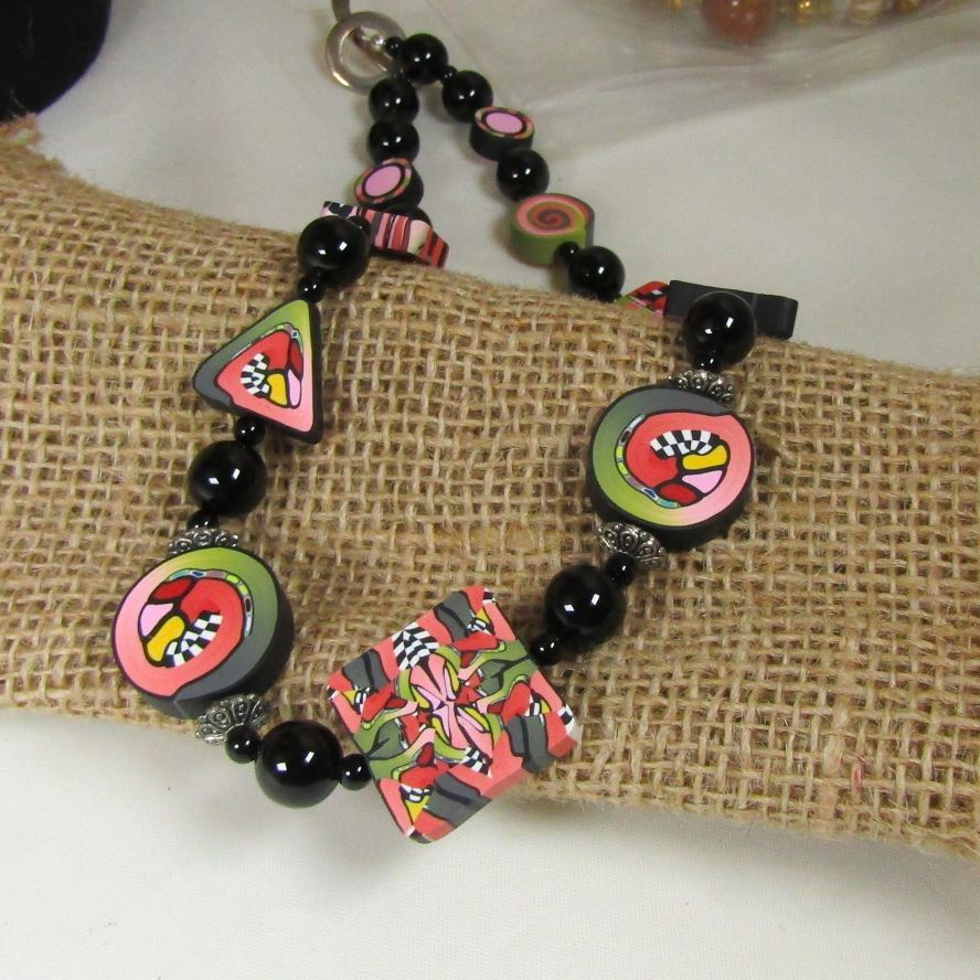 Handmade Black and Pink Unique and Unusual Bead Necklace - VP's Jewelry