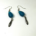 Turquoise Sea Glass Teardrop & Silver Charm Dangle  Earrings