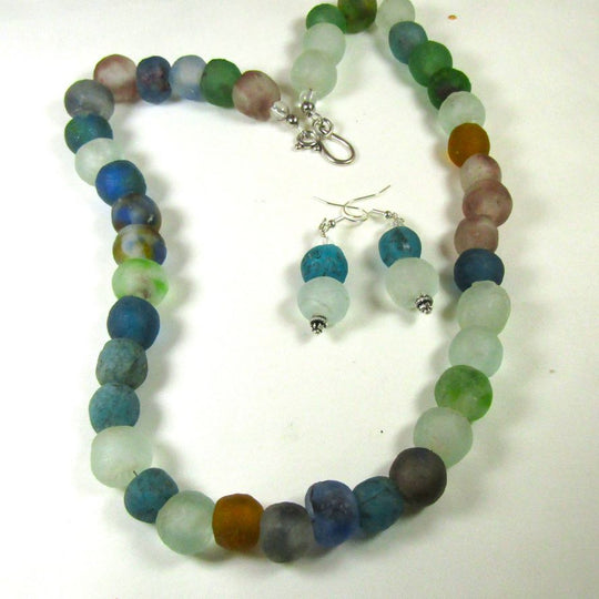 Multi-colored Trade Bead Necklace & Earrings