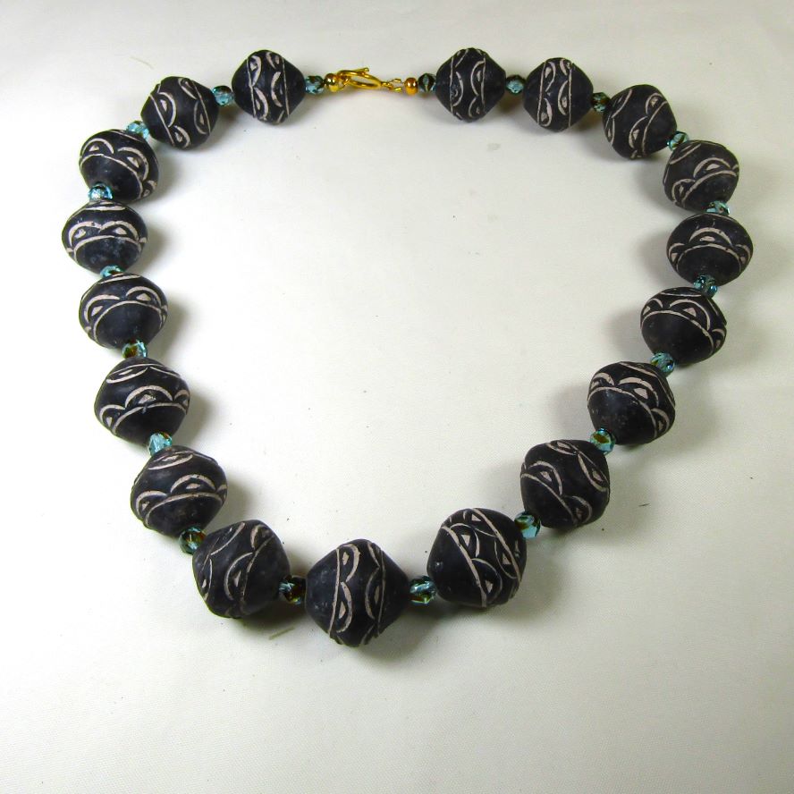 Black Tribal Bi-cone Necklace