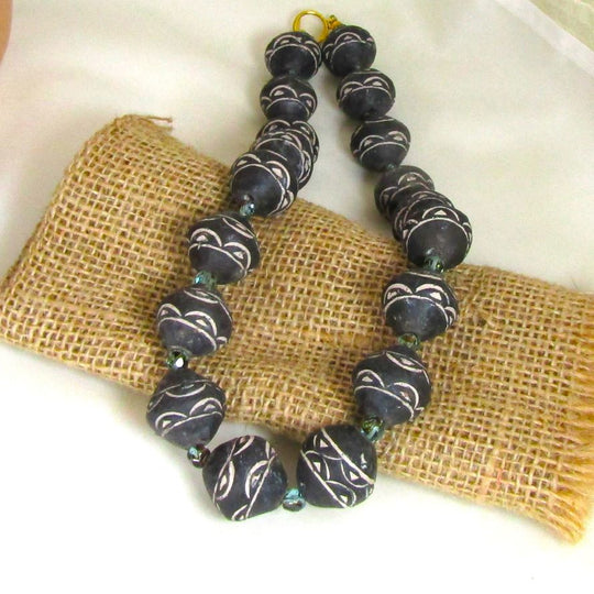 Black Bi-cone Beaded Necklace