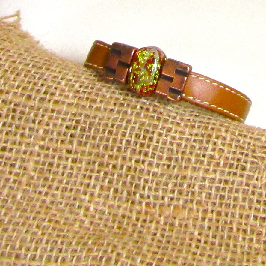 Tan Goat Leather and Copper Bracelet - VP's Jewelry