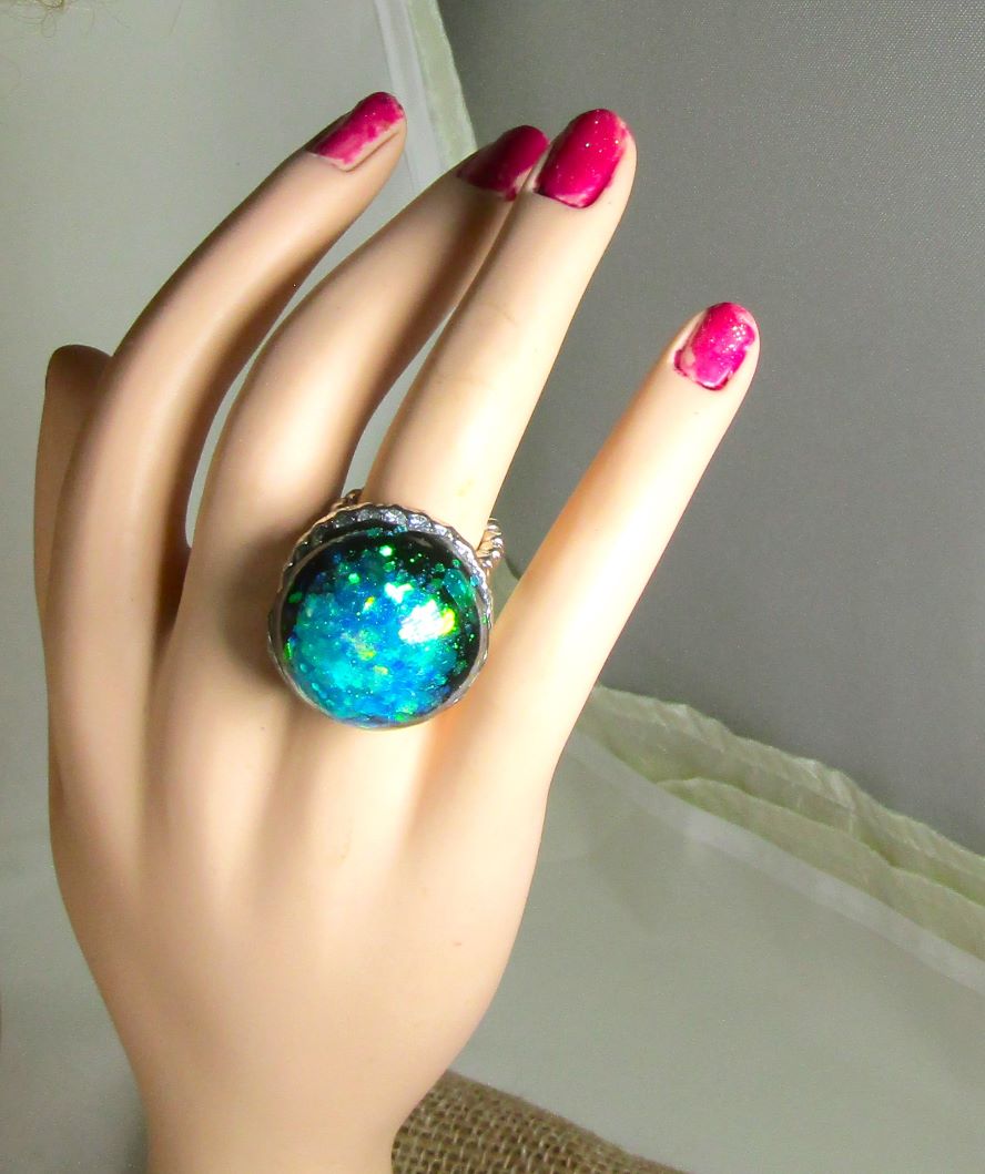 Bold Blue Green Fashion Adjustable Ring
