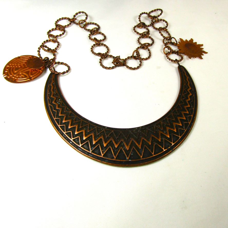 Copper Tribal Necklace Bib Style
