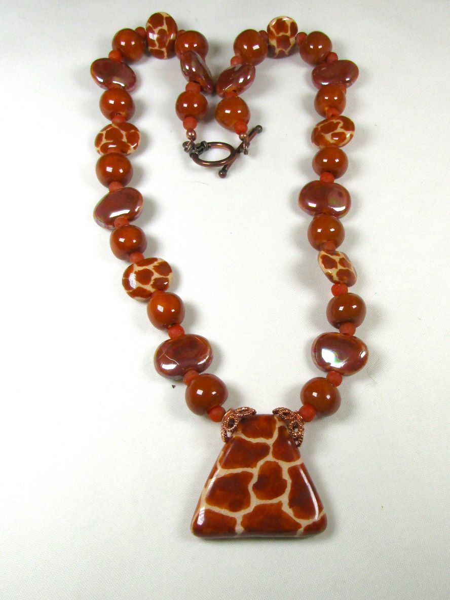 Out of Africa Kazuri Necklace in Giraffe Pattern