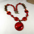 Red Bead Necklace Handmade Kazuri with Red Pendant