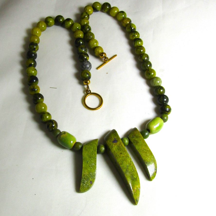 Green Gemstone Bib Necklace