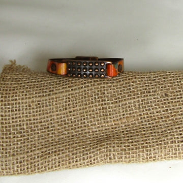ID Style Men's  Leather Bracelet Copper Accents
