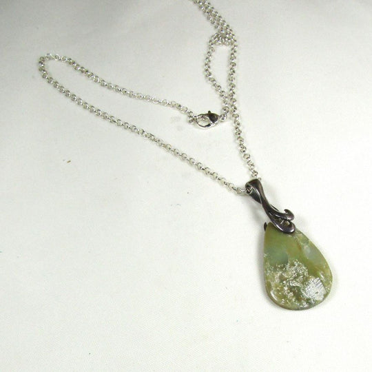 Pendant Necklace - Designer Cut Green Opal Pendant