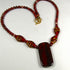 Red Gemstone & Artisan Bead Pendant Necklace