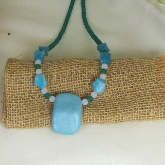 Aqua Fair Trade Bead Pendant Necklace