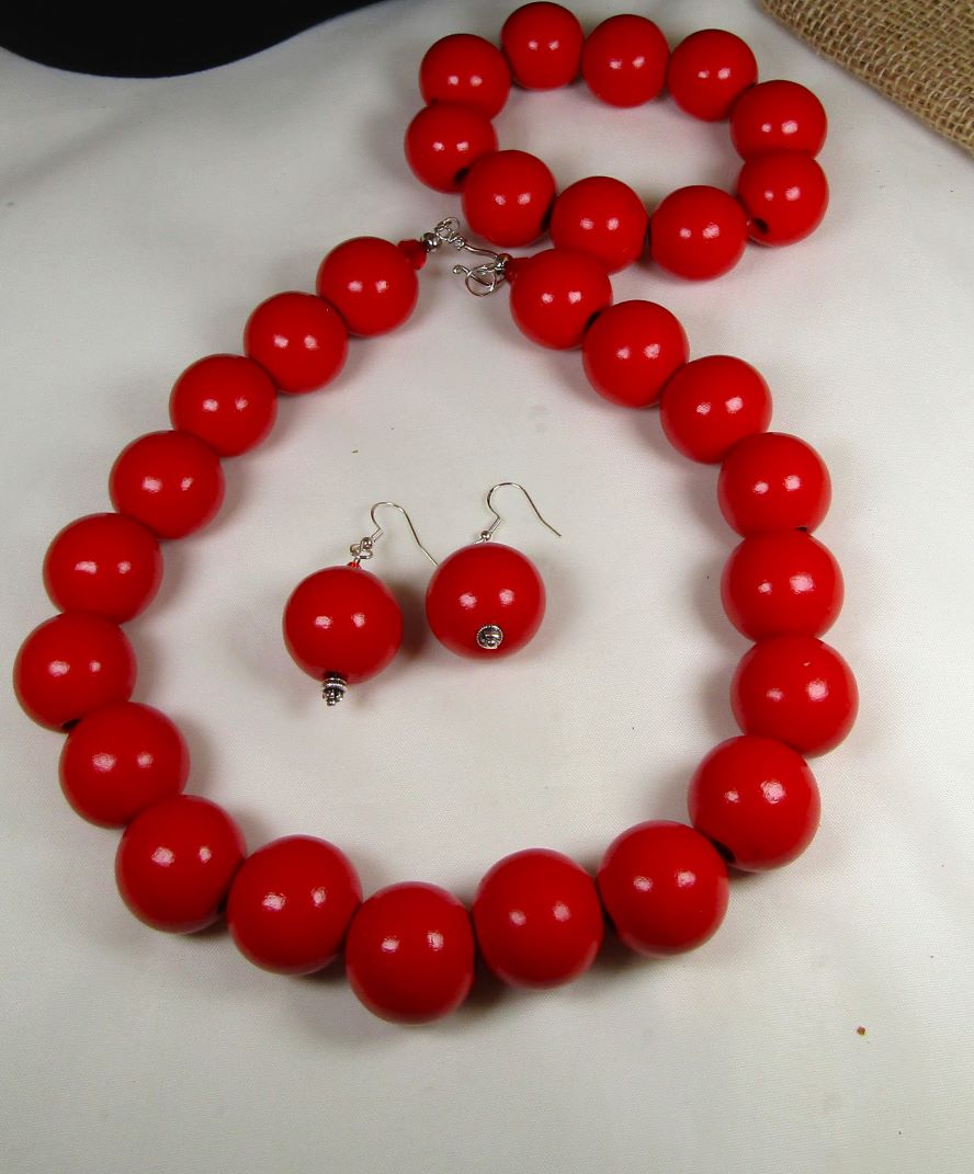 Big Bold Red Wooden Bead Set