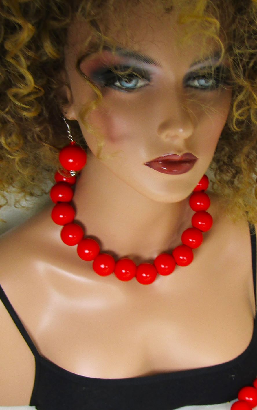 big bold red bead necklace