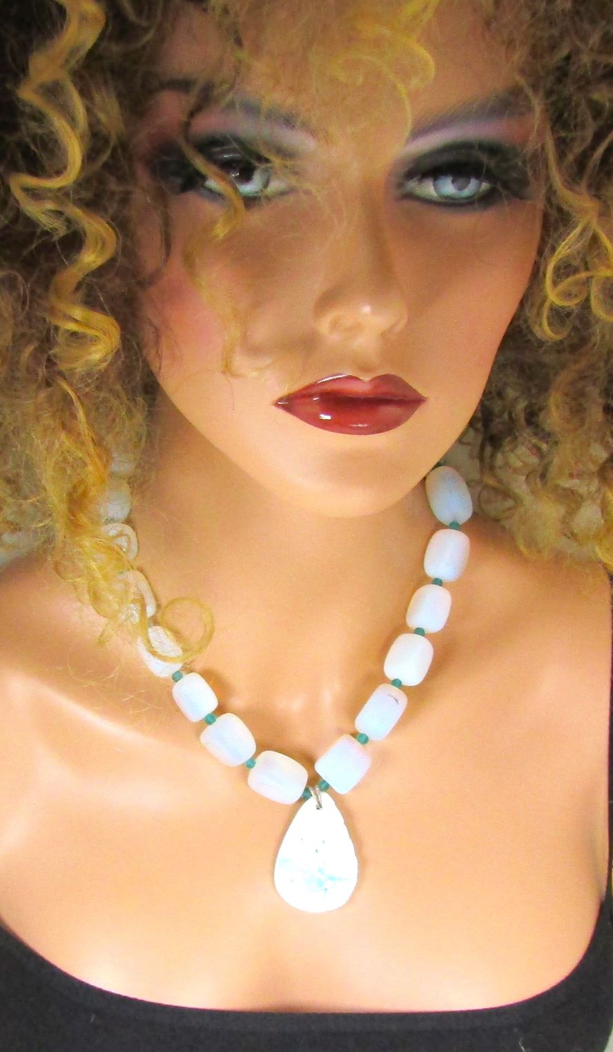 Sea Glass & Gemstone Pendant Necklace