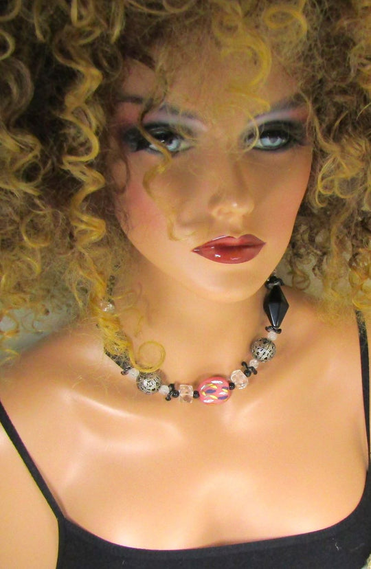 Crystal & Onyx Uniquely Different Necklace