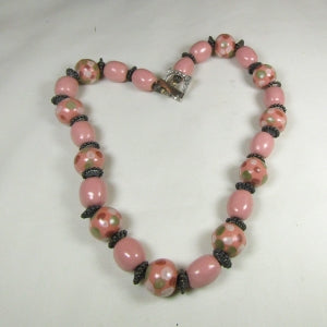 Pink Bead Necklace Handmade Kazuri Beads