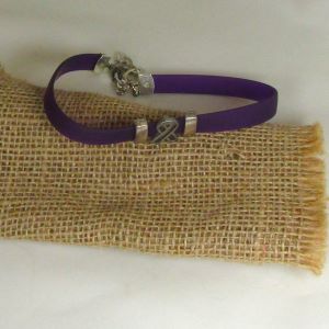 Purple Choker Awareness Ribbon Minimalist Narrow Band Necklace