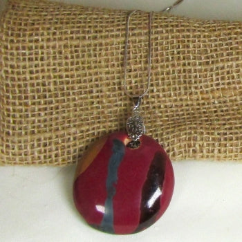 Burgundy fair trade pendant necklace