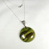 Olive Green Handmade Kazuri Pendant on Silver Chain