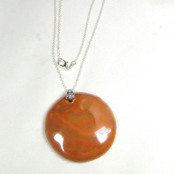 Fair Trade Kazuri Pendant Necklace Iridescent Orange