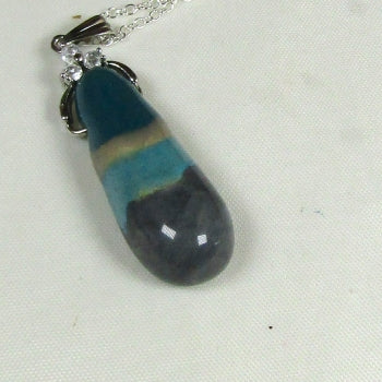 Fair Trade Bead Teardrop Pendant Necklace on Silver Chain