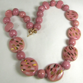 Handmade Kazuri Bead Necklace in Pink Fair Trade Bead