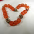 Chunky Large Bead Necklace in Orange Nuggets with Artisan Beads