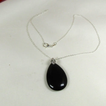 Black Onyx Teardrop Pendant Necklace