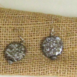 Brown Speckled Kazuri Earrings