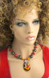 African Kazuri Pendant Necklace in Red and Buttercup Fair Trade Beads