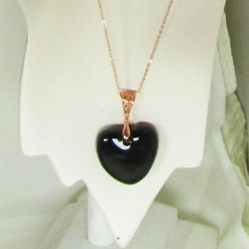 Black Puffy Fair Trade Heart Pendant Necklace