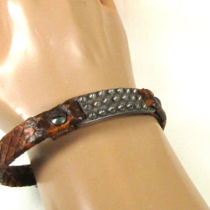 Man's Snakeskin Leather Bracelet in Brown