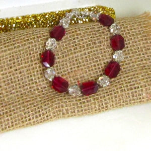 Ruby crystal beaded bracelet