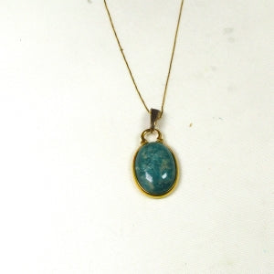 Amazonite Pendant Necklace Gold Chain