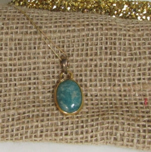 Amazonite Pendant Necklace Gold Chain