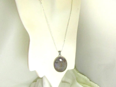 Rare Purple Opalite Gemstone Pendant on Sterling Chain