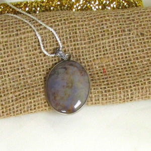 Rare Purple Opalite Gemstone Pendant on Sterling Chain