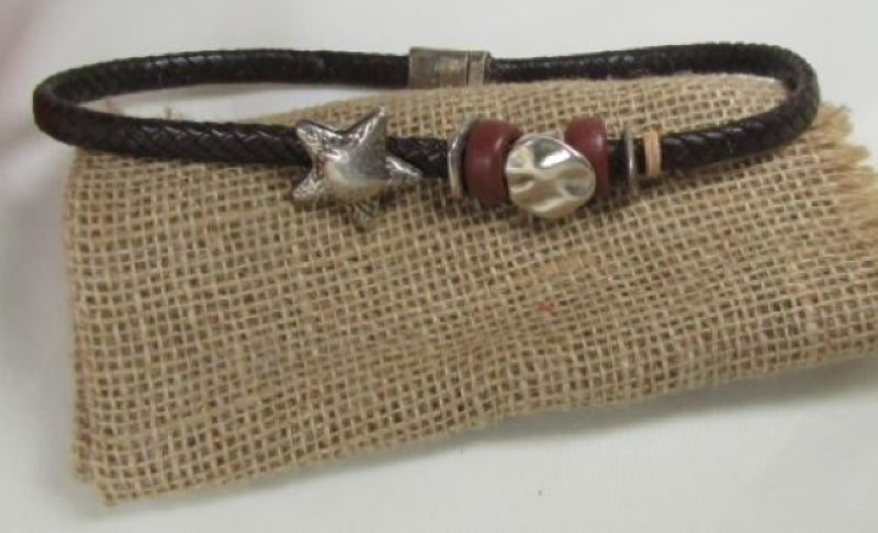 Man's brown leather necklace