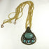 Gold Multi-strand Necklace with Antique Gold & Turquoise Pendant