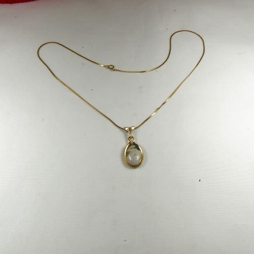 Jasper pendant on gold chain