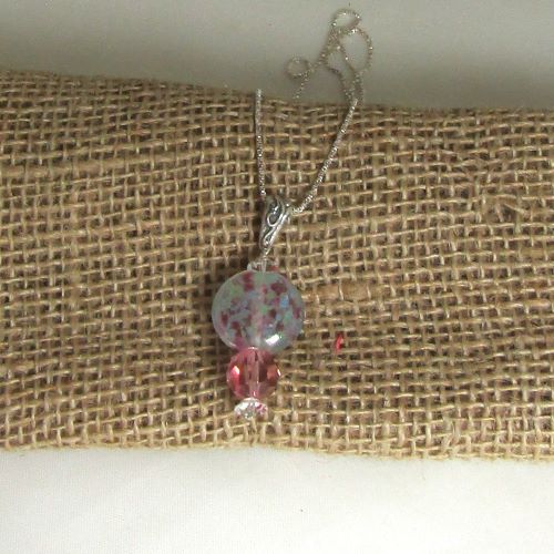 Pink Handmade Lampwork  Pendant Necklace
