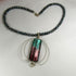 Wire Wrap Handmade Artisan Bead Pendant on Pearl Necklace