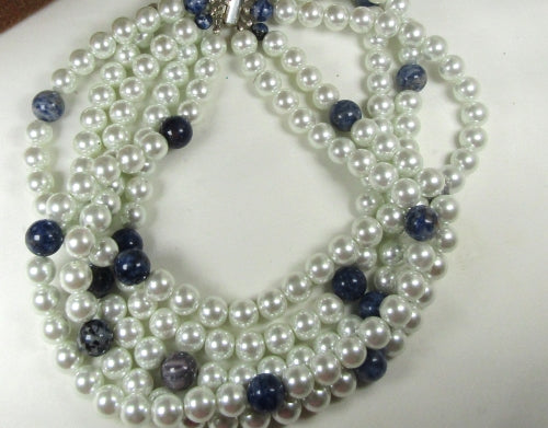 Statement Pearl Necklace 5 Strands
