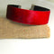 Red Genuine Leather Ribbon Choker Necklace Extra Wide