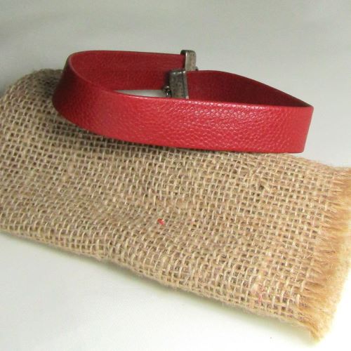 Red Leather Choker Necklace in Wide Real Soft Supple Leathe