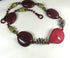 Chunky Tagua Nut Necklace in Maroon Olive and Hot Pink Beads