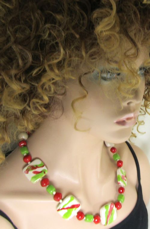 Big Statement Cream Kazuri Necklace in Handmade Fair Trade Beads