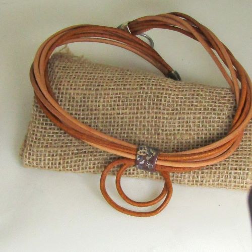 Tan Leather Necklace Unusual Necklace